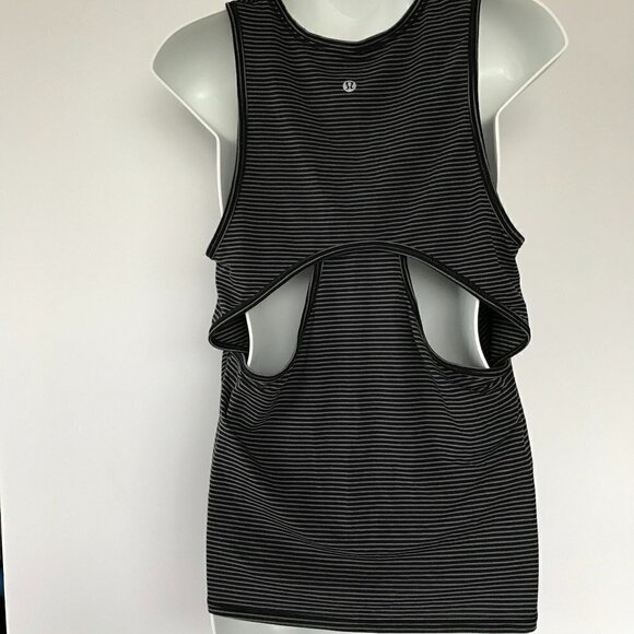 LULULEMON Circuit Crusher Tank Evolution Stripe Black Grey, Cut-out Back S/M - Picture 10 of 16
